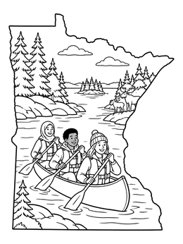 Free printable Canoeing In The Minnesota Wilderness coloring page