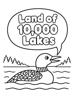 Free printable Minnesota Loon On Lake coloring page