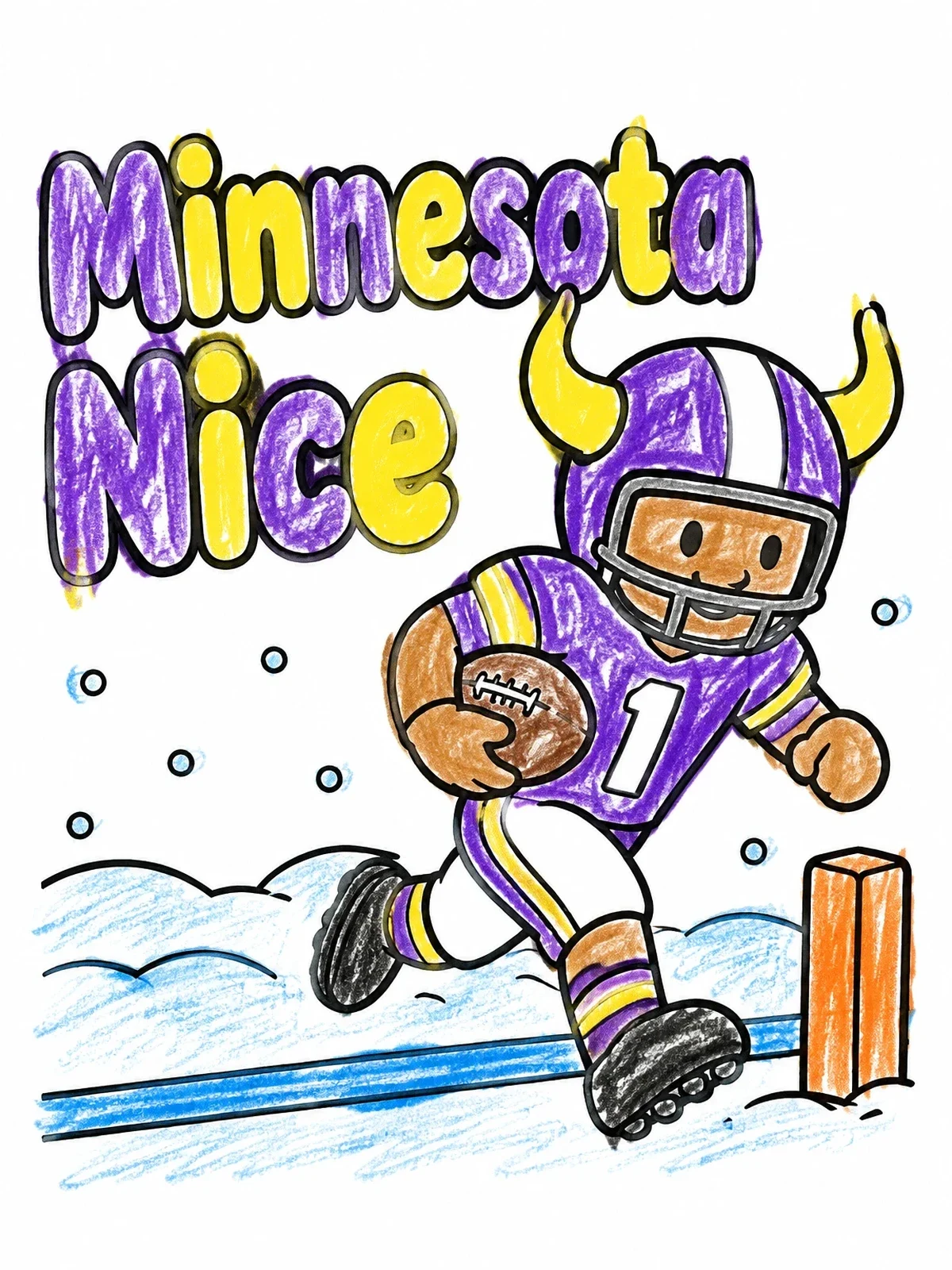 Colored example of the Minnesota Nice Football Player coloring page