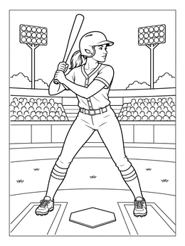 Free printable Softball Batter At Home Plate coloring page
