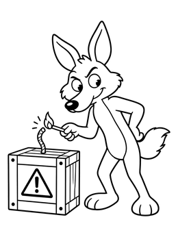Free printable Mischievous Cartoon Coyote With Fuse Box coloring page