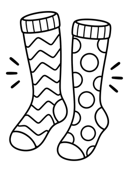 Free printable Mismatched Patterned Socks coloring page