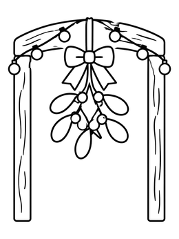 Free printable Mistletoe Hanging On Wooden Archway coloring page