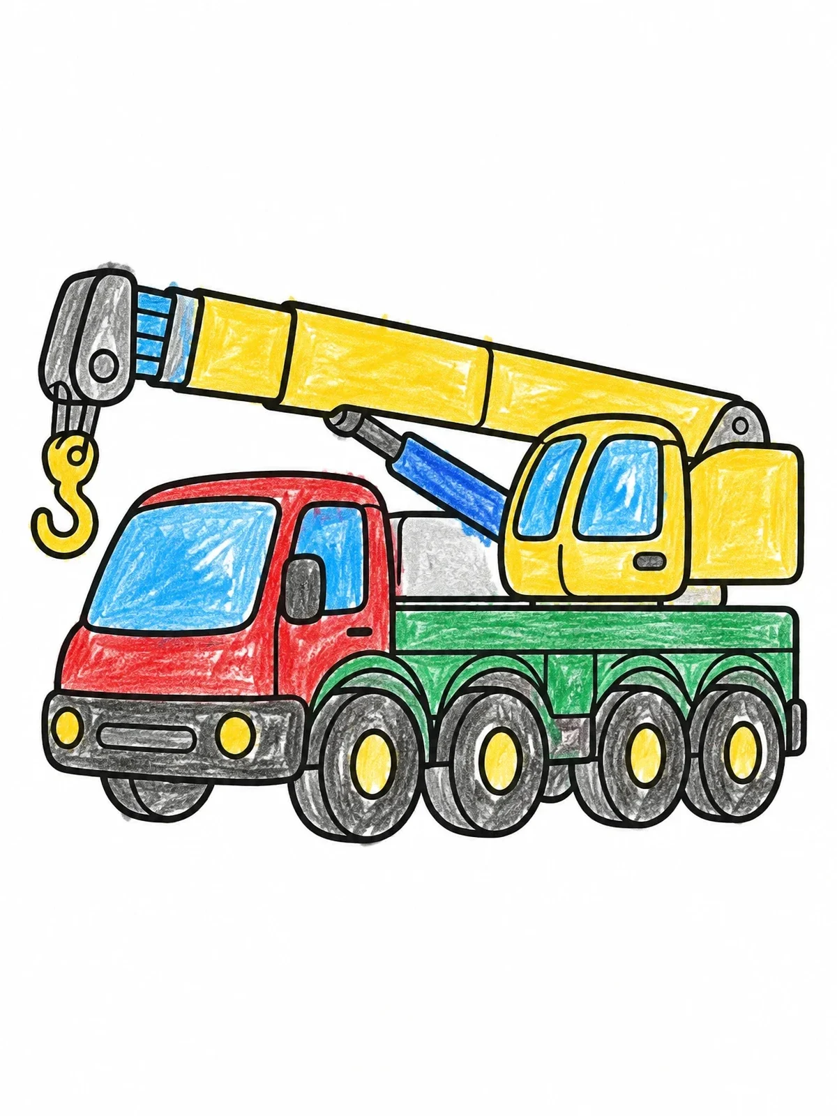 Colored example of the Mobile Crane Truck With Hook coloring page