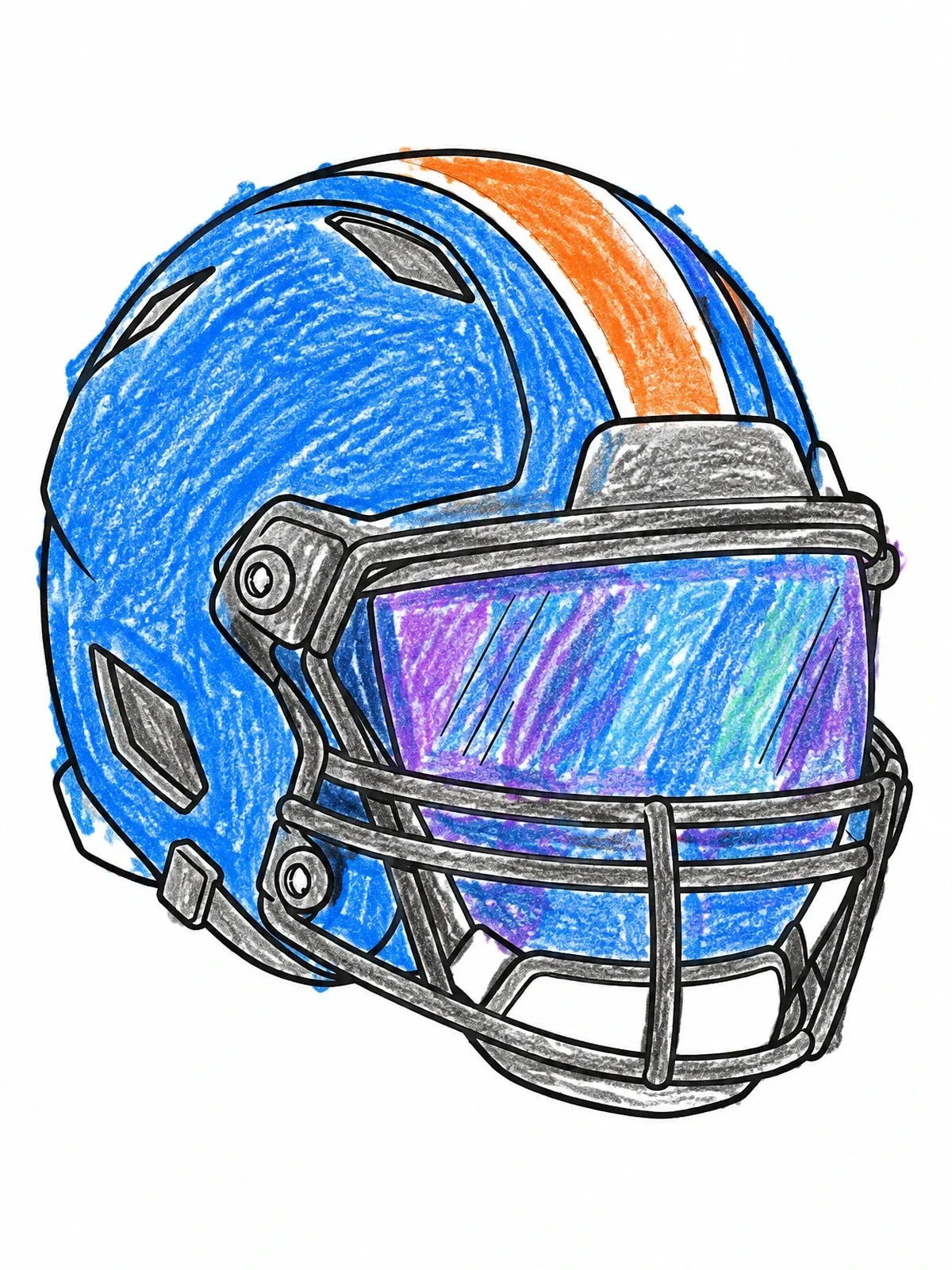 Colored example of the Modern Football Helmet With Visor coloring page