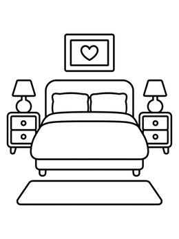 Free printable Cozy Minimalist Bedroom Setup coloring page