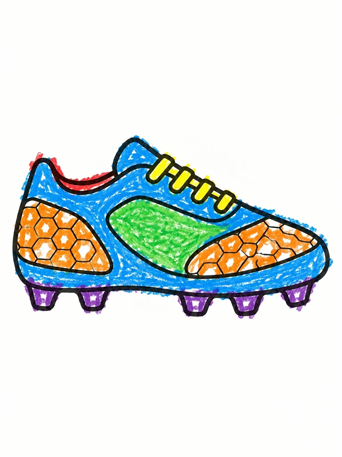Colored example of the Modern Patterned Soccer Cleat coloring page