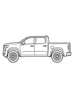 A modern pickup truck coloring page shown in clean side profile view.