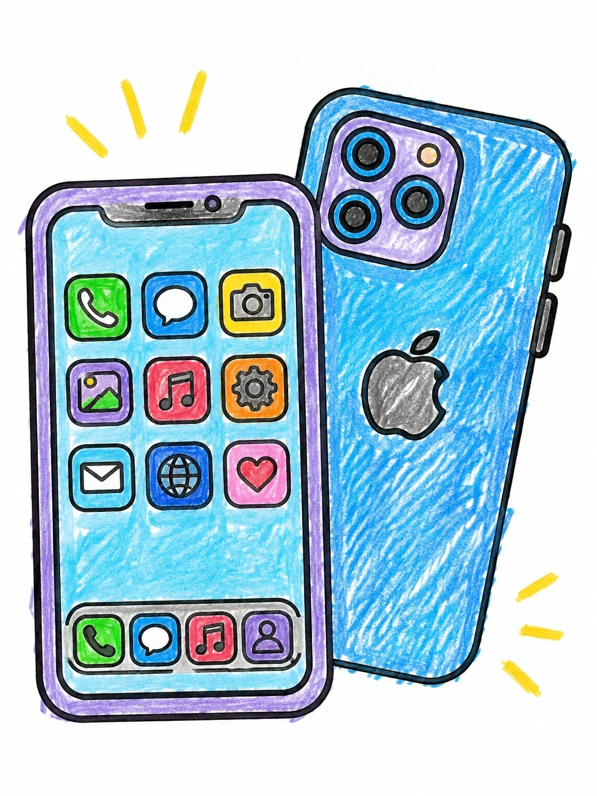 Colored example of the Modern Smartphone Front And Back coloring page