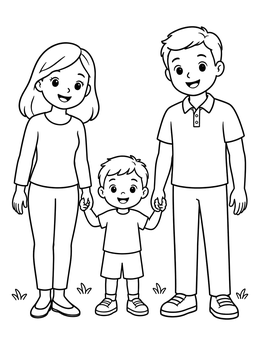 A happy family outdoors in this cute mom and dad coloring page.