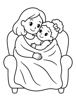 Free printable Cozy Hug In An Armchair coloring page