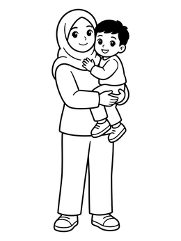 Free printable Mother Holding Her Little Boy coloring page