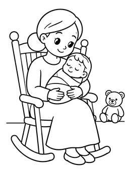 Free printable Mother Rocking Baby In Chair coloring page