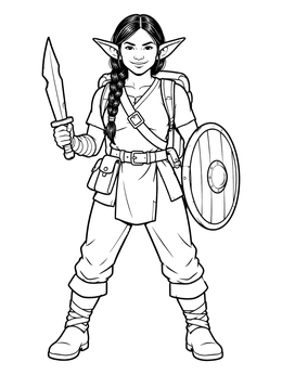 A pointy-eared goblin adventurer ready for a quest in this monster coloring page.