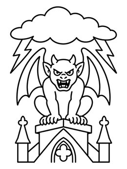 Free printable Gargoyle Perched On A Rooftop coloring page