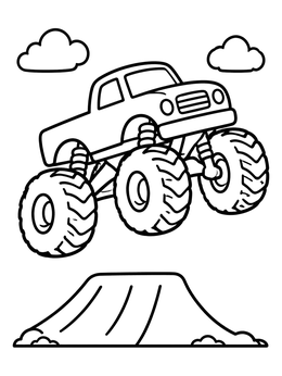 Free printable Monster Truck Jumping Ramp coloring page