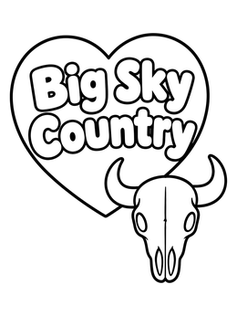 Free printable Big Sky Country With Bison Skull coloring page