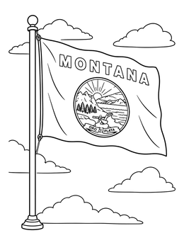 Free printable Montana State Flag On Flagpole coloring page