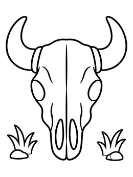 Free printable Western Bison Skull With Horns coloring page