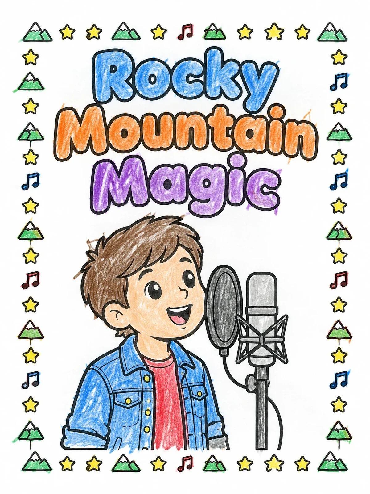 Colored example of the Young Singer In The Recording Studio coloring page