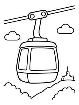 Free printable Montjuïc Cable Car Over Barcelona coloring page