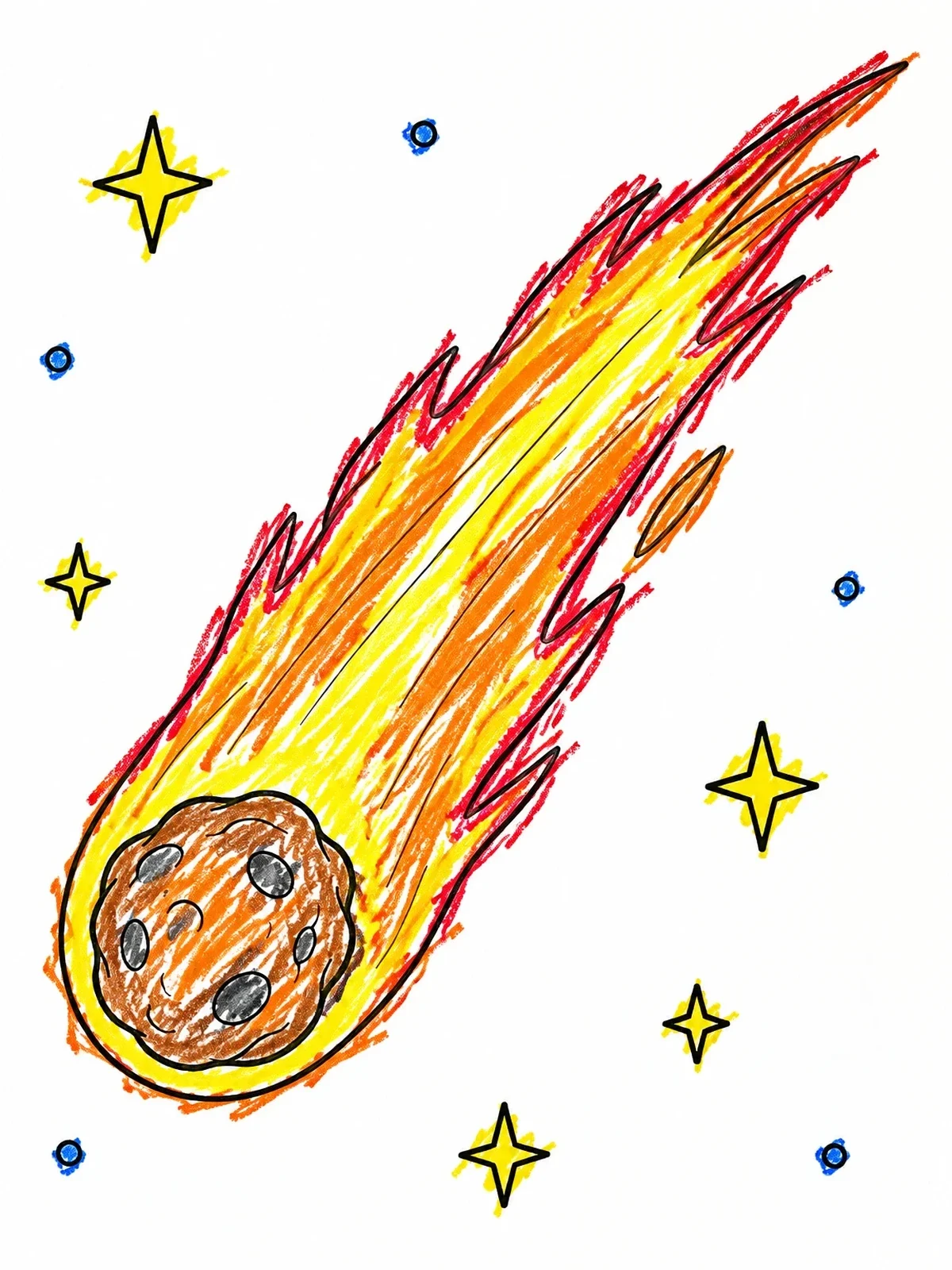 Colored example of the Blazing Comet Flying Through Space coloring page