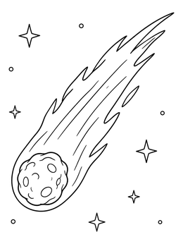 Free printable Blazing Comet Flying Through Space coloring page