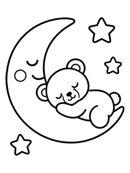 Free printable Teddy Bear Sleeping On Crescent Moon coloring page
