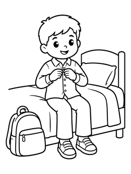 Free printable Boy Getting Ready For School coloring page