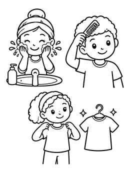 Free printable Morning Routine And Personal Hygiene coloring page
