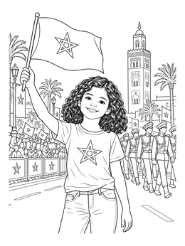 Free printable Child Celebrating At Moroccan Parade coloring page