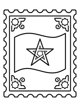 Free printable Moroccan Flag Postage Stamp coloring page