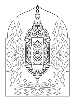 Free printable Hanging Moroccan Lantern With Shadows coloring page