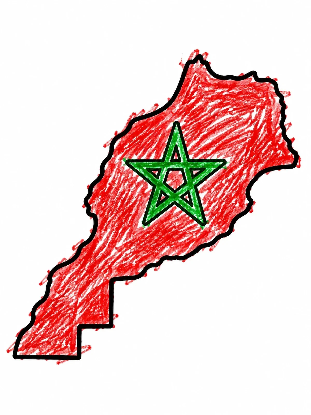 Colored example of the Morocco Map With Star Outline coloring page