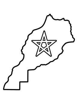 Free printable Morocco Map With Star Outline coloring page