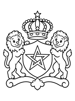 Free printable Moroccan Coat Of Arms With Lions coloring page