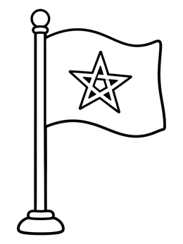 Free printable Moroccan Flag On A Pole coloring page
