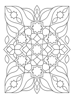 Free printable Moroccan Geometric Zellij Star Pattern coloring page