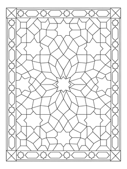 Free printable Moroccan Zellij Mosaic Tile Pattern coloring page