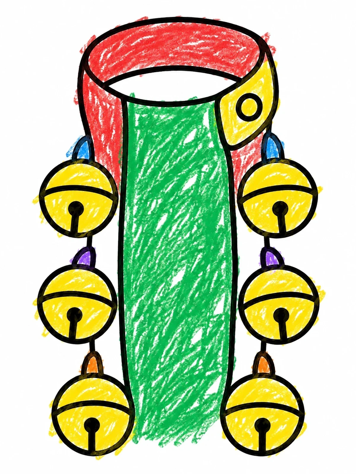Colored example of the Morris Dancing Leg Bell Band coloring page