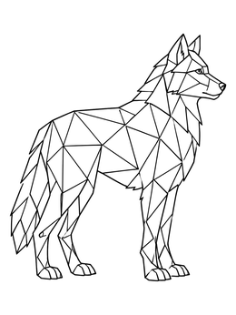 Free printable Geometric Low Poly Wolf coloring page