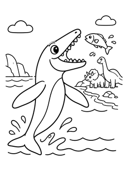 Free printable Mosasaurus Leaping Near The Shore coloring page