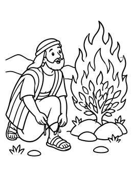 Free printable Moses At The Burning Bush coloring page
