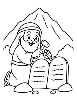 Free printable Moses Carving Stone Tablets coloring page