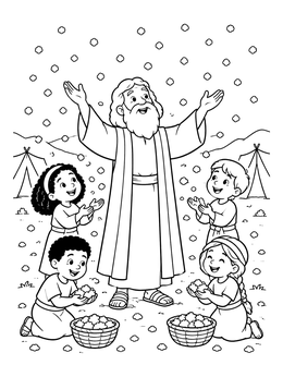 Free printable Moses And The Heavenly Manna coloring page