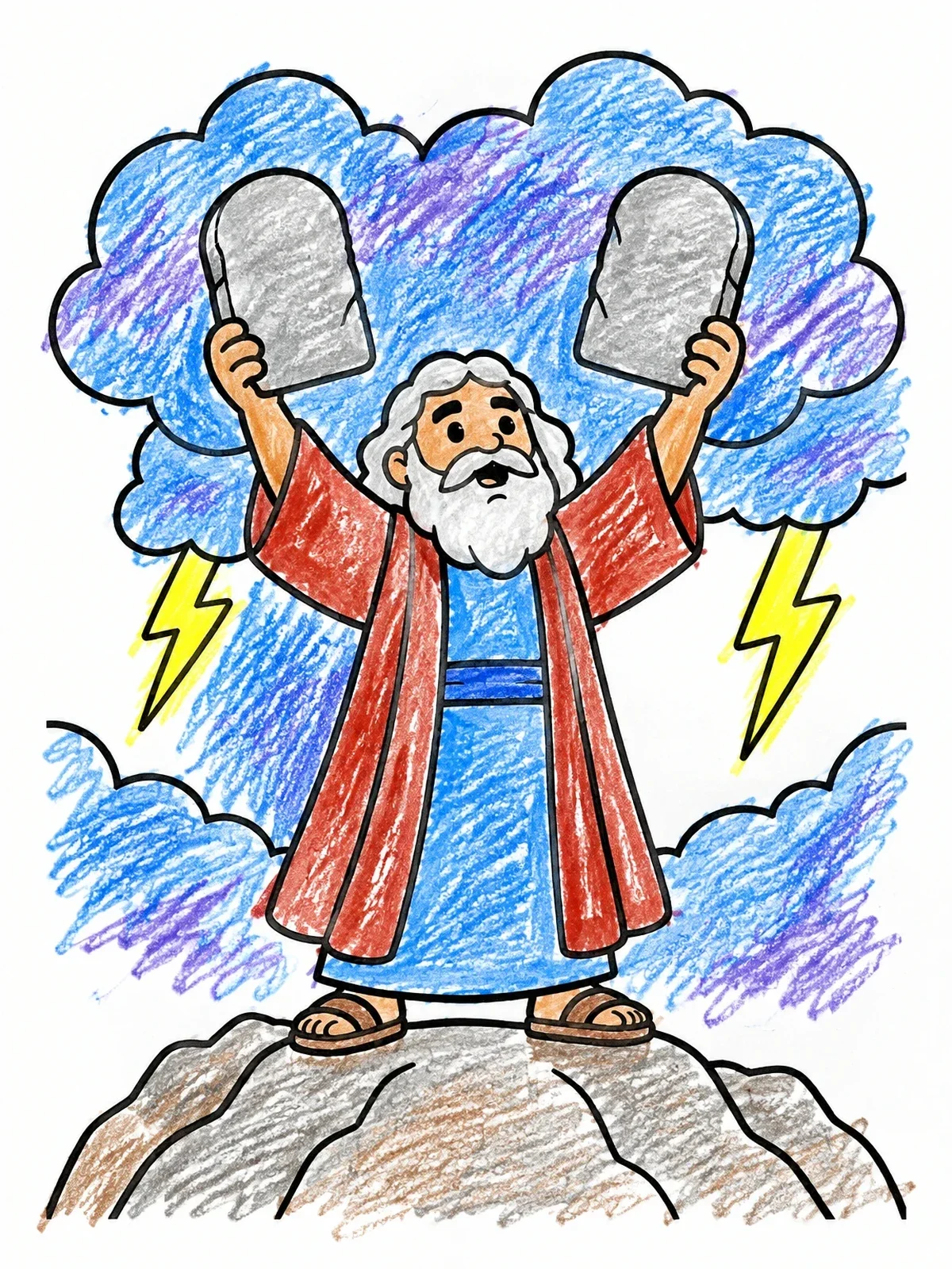 Colored example of the Moses On Mount Sinai coloring page