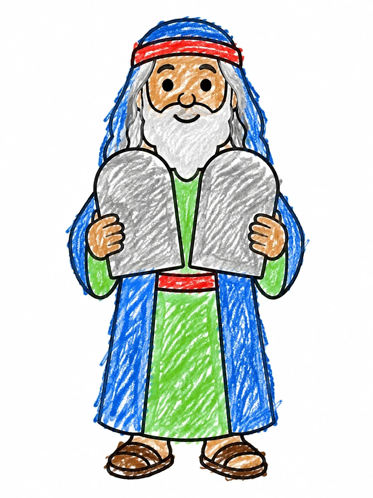 Colored example of the Moses Holding The Two Tablets coloring page