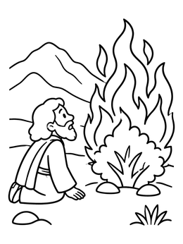Free printable Moses Kneeling Before The Burning Bush coloring page
