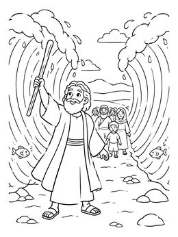 Free printable Moses Parting The Red Sea coloring page