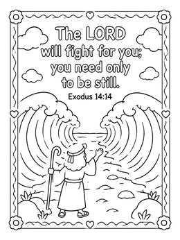 Free printable Moses And Parting Red Sea Bible Verse coloring page